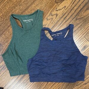 Outdoor Voices High-Neck Sports Bras in Forest Green & Navy - Small